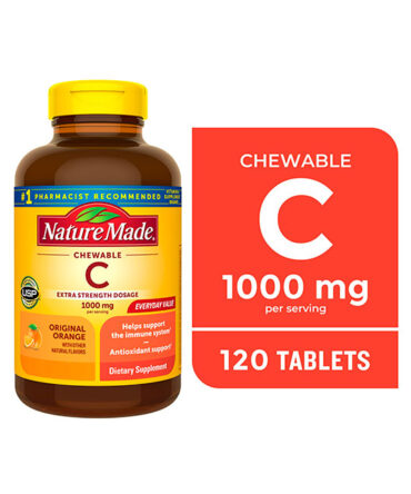 Nature Made Extra Strength Dosage Chewable Vitamin C 1000 mg por porción de tabletas, 120 Count