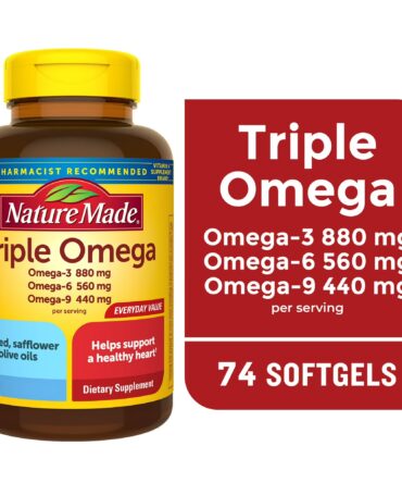 Cápsulas blandas Nature Made Triple Omega 369, suplemento dietético, 74 unidades